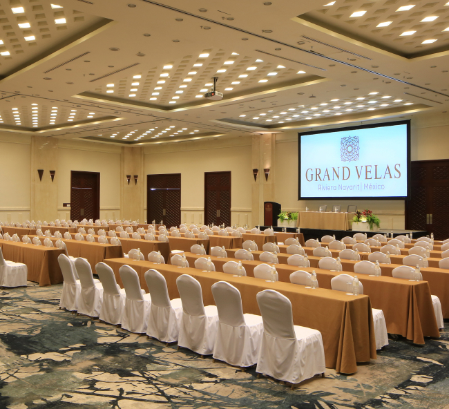 Meeting room with blue carpet at Grand Velas Riviera Nayarit