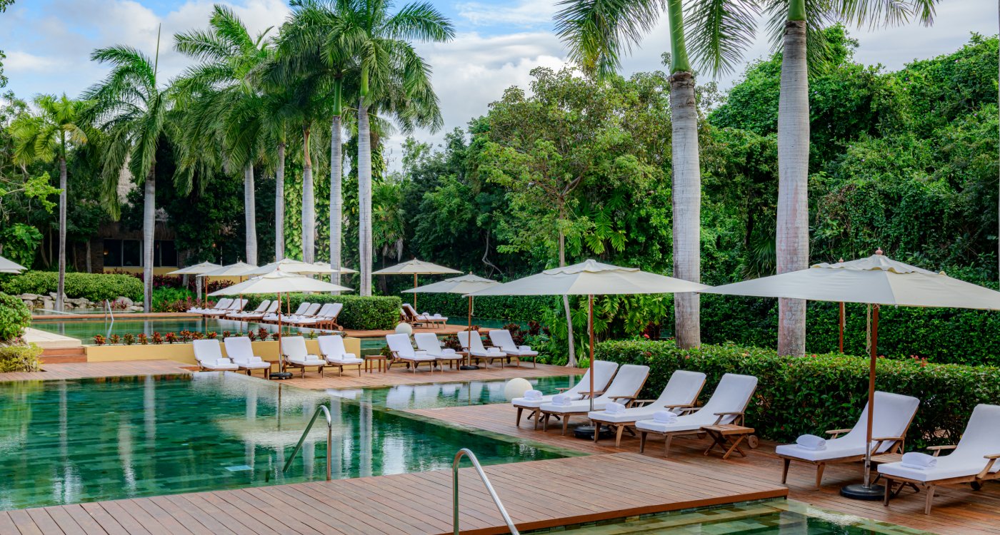 Relaxing pool scene at Grand Velas Riviera Maya