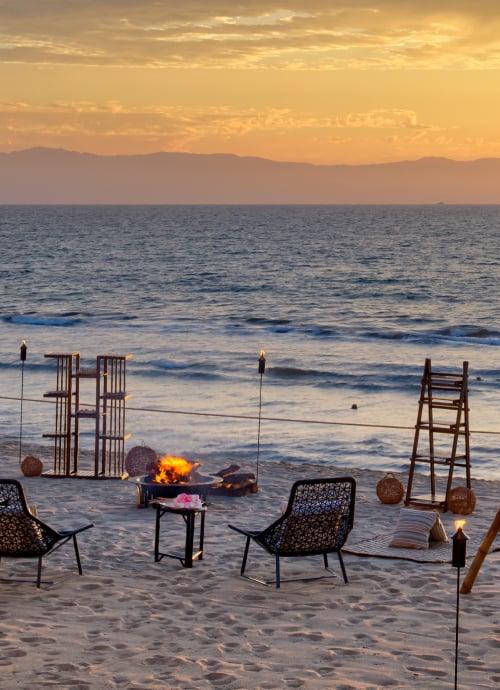 Bonfire by the beach at Grand Velas Riviera Nayarit